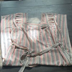 Monteau Striped Sleeveless Jumpsuit with Belt Size L